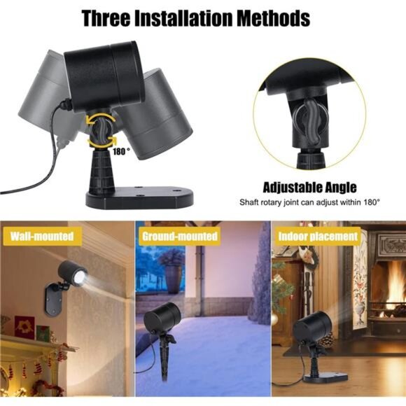 Christmas Snowflake Projector Lights Outdoor, Led Rotating Snowfall Show Lights - Picture 5 of 7